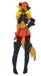  alt-b-shephelie amber_eyes beret blonde_hair boots canine clothed clothing cosplay dog female god_eater hair hat mammal midriff shioinu skimpy skirt solo 