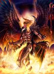  angry atlus demon highres horns lucifer_(shin_megami_tensei) no_humans red_eyes shin_megami_tensei solo wings 