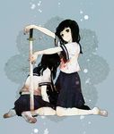  1girl dual_persona horiro katana kneeling school_uniform serafuku siren siren_2 sword weapon yagura_ichiko 