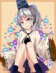  blue_eyes hat long_hair mononobe_no_futo ponytail silver_hair skirt smile solo tate_eboshi touhou wide_sleeves yukinojou_yakan 