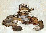  ambiguous_gender canine feral fox hug mammal skia sleeping 