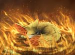  creature fennekin fire gen_6_pokemon grass lying no_humans pokemon pokemon_(creature) realistic shadeofshinon signature solo 
