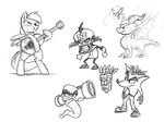  bazooka crash_bandicoot crash_bandicoot_(series) derpy_hooves_(mlp) dr_neo_cortex dragon equine female feral friendship_is_magic guitar horn horse human male mammal mask mickeymonster monochrome my_little_pony pegasus pony ranged_weapon rocket_launcher spyro_the_dragon video_games weapon wings worm 