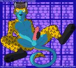  aroused balls barbs blue_eyes erection feline hair leopard looking_at_viewer male mammal masturbation mrchocolate nipples nude pawpads paws penis solo spread_legs spreading whiskers zelnyair 