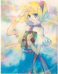  alice_margatroid blonde_hair blue_eyes book capelet dress grimoire grimoire_of_alice hairband short_hair solo touhou traditional_media tsuru watercolor_(medium) wrist_cuffs 