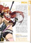  anti-materiel_rifle ass belt bikini_top breasts fingerless_gloves gloves gun highres long_hair magazine_scan masuyama_ryouji medium_breasts newtype non-web_source official_art ponytail red_hair rifle scan scan_artifacts scarf short_shorts shorts smile sniper_rifle solo sunglasses tengen_toppa_gurren_lagann text_focus thighhighs underboob weapon yellow_eyes yoko_littner 