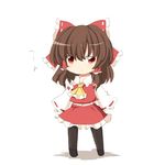  ascot bad_id bad_pixiv_id bow brown_hair chibi detached_sleeves fuuen_(akagaminanoka) hair_bow hair_tubes hakurei_reimu pantyhose red_eyes simple_background solo touhou white_background 