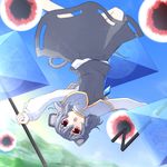  animal_ears bad_id bad_pixiv_id capelet danmaku fuuen_(akagaminanoka) grey_hair mouse_ears mouse_tail nazrin red_eyes short_hair solo tail touhou upside-down 