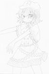  bad_id bad_pixiv_id fuuen_(akagaminanoka) greyscale hat highres looking_at_viewer miyako_yoshika monochrome ofuda outstretched_arms short_hair simple_background smile solo touhou traditional_media white_background zombie_pose 