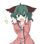  animal_ears bad_id bad_pixiv_id blush breasts fuuen_(akagaminanoka) green_eyes green_hair kasodani_kyouko medium_breasts open_mouth short_hair simple_background smile solo touhou white_background 