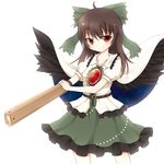  bad_id bad_pixiv_id brown_hair fuuen_(akagaminanoka) long_hair looking_at_viewer red_eyes reiuji_utsuho simple_background smile solo third_eye touhou white_background wings 