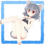  animal_ears bad_id bad_pixiv_id bikini_top blush bottomless flat_chest fuuen_(akagaminanoka) grey_hair mouse_ears mouse_tail nazrin red_eyes short_hair solo swimsuit tail touhou 