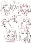  :d directional_arrow fellatio foreskin foreskin_insertion hatsune_miku hetero licking mama_(mama_hiro) monochrome necktie numbered open_mouth oral penis saliva saliva_trail sketch smile tongue tongue_out twintails vocaloid 