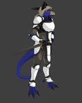  armor bleuhawke dragon horn male scalie solo standing sword warrior weapon 