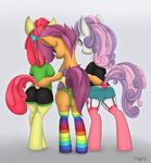  apple_bloom_(mlp) butt camel_toe clothing cutie_mark cutie_mark_crusaders_(mlp) cynicalmoose equine female friendship_is_magic green_eyes group hair horn horse looking_at_viewer looking_back mammal my_little_pony pegasus plain_background pony purple_eyes purple_hair red_hair scootaloo_(mlp) sweetie_belle_(mlp) trio two_tone_hair unicorn wings 