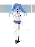  bad_id bad_pixiv_id banned_artist blue_eyes blue_hair full_body harano hatsune_miku loafers long_hair looking_at_viewer necktie school_uniform shoes simple_background skirt socks solo sweater_vest translated twintails vocaloid white_background 