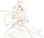  bikini_top bracelet dancer_(ragnarok_online) happy jewelry long_hair monochrome ragnarok_online solo yonekura_kihiro 