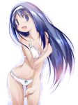  :d blue_eyes blue_hair blush bow bra breasts cleavage futaba_aoi_(vividred_operation) hairband long_hair medium_breasts navel open_mouth panties smile solo strap_slip underwear underwear_only vividred_operation yumesato_makura 