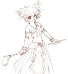  golf_club happy lineart lola_(pangya) magatama monochrome pangya short_hair skirt solo yonekura_kihiro 