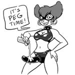  big_breasts breasts carelessdoodler cleavage clothed clothing collar dildo dominatrix ear_piercing english_text female goof_troop goofy_time grin hair human imminent_rape looking_at_viewer lube mammal mask navel open_mouth peg_pete piercing rape_face sex_toy skimpy smile solo strapon teeth text 