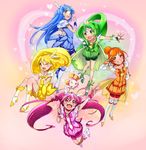  aoki_reika bad_id bad_pixiv_id blue_skirt bow candy_(smile_precure!) choker copyright_name cure_beauty cure_happy cure_march cure_peace cure_sunny green_shorts green_skirt grin hair_flaps heart hino_akane_(smile_precure!) hoshizora_miyuki kise_yayoi midorikawa_nao multiple_girls one_eye_closed orange_choker orange_skirt pink_bow pink_choker pink_shorts pink_skirt precure red_shorts shorts shorts_under_skirt skirt smile smile_precure! ume_(plumblossom) v yellow_shorts yellow_skirt 