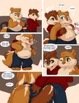  alvin_seville blush chipmunk chubby clothing comic cub english_text fluffy_tail gay leosaeta male mammal pants pull_down_pants rodent seth-iova teeth text theodore_seville tooth young 