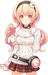 1girl breasts choujigen_game_neptune compa compile_heart idea_factory neptune_(series) orange_eyes pink_hair skirt solo sweater 