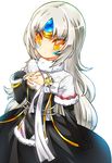  bad_id bad_pixiv_id black_dress code:_nemesis_(elsword) dress elsword eve_(elsword) expressionless forehead_jewel jewelry long_hair poseich ring solo white_background white_hair yellow_eyes 