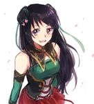  bad_id bad_pixiv_id bare_shoulders black_hair brown_eyes double_bun guan_yinping open_mouth riru shin_sangoku_musou shin_sangoku_musou_7 skirt smile solo 