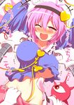  arms_up bad_anatomy bad_id bad_pixiv_id banned_artist blush breasts covered_nipples eyebrows feathers groin hairband heart heart-shaped_pupils kisaragi_zwei komeiji_satori large_breasts one_eye_closed open_mouth pink_eyes pink_hair shirt_lift short_hair skirt skirt_pull smile solo symbol-shaped_pupils tears third_eye tickling touhou translated underboob wide_sleeves 