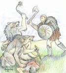  blood canine dagger flail human kill mammal saeto15 shield weapon were werewolf werewolves 