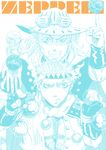  bad_id bad_tumblr_id ball beard bubble caesar_anthonio_zeppeli facial_hair facial_mark feathers fingerless_gloves furacoco gloves grin gyro_zeppeli hair_feathers halftone headband highres jacket jojo_no_kimyou_na_bouken long_hair multiple_boys on_head person_on_head smile steel_ball_run 