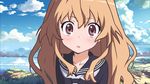  aisaka_taiga blush brown_eyes brown_hair byousoku_5_centimetre long_hair seifuku taiga toradora 