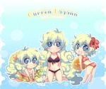  bad_id bad_pixiv_id bikini chibi curly_hair earrings flower hazuki_(pacco) hibiscus jewelry long_hair multicolored_hair nia_teppelin swimsuit tengen_toppa_gurren_lagann very_long_hair 