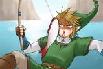  artist_request blonde_hair fish fishing fishing_rod gloves holding holding_fishing_rod link male_focus pointy_ears solo the_legend_of_zelda 