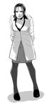  aurum_(heyyou) greyscale metal_gear_(series) metal_gear_solid metal_gear_solid_4 monochrome naomi_hunter pantyhose scientist sleeves_rolled_up solo 