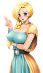  bianca blonde_hair braid breasts cleavage dragon_quest dragon_quest_v earrings hair_over_shoulder huge_breasts jewelry long_hair shinozuka_jouji single_braid solo 