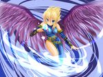  angel_wings bad_id bad_pixiv_id blonde_hair blue_eyes breath_of_fire breath_of_fire_ii detached_sleeves dress fingernails long_fingernails magic nail_polish nina_(breath_of_fire_ii) purple_wings red_nails sato_toshiya side_slit thighs wallpaper wings 