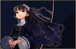  black_eyes brown_hair copyright_request gothic kusaka_souji long_hair pointy_ears solo 