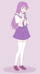  clannad fujibayashi_kyou hachimitsuboi legs purple_hair skirt solo tears thighhighs 