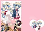  1girl blazer cardigan chibi curly_hair hazuki_(pacco) jacket multicolored_hair nia_teppelin one_eye_closed pantyhose school_uniform serafuku simon skirt smile socks tengen_toppa_gurren_lagann 