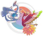  gen_2_pokemon hinekure ho-oh lugia no_humans pokemon pokemon_(creature) simple_background tail wings 