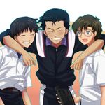  aida_kensuke camcorder camera closed_eyes friends glasses grin ikari_shinji male_focus multiple_boys neon_genesis_evangelion non-web_source smile suzuhara_touji 