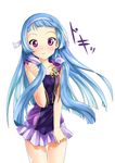  bad_id bad_pixiv_id bangs blue_hair blunt_bangs face hair_tubes kannagi long_hair nagi pleated_skirt skirt solo white_skirt zpolice 