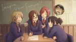  bad_id bad_pixiv_id black_hair bonjin brown_eyes brown_hair chalkboard death_devil della_(k-on!) desk english horigome_(k-on!) jane_(k-on!) juice_box k-on! kawaguchi_norimi long_hair multiple_girls ponytail sakuragaoka_high_school_uniform school_desk school_uniform short_hair teenage yamanaka_sawako younger 