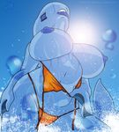  anthro big_breasts bikini blue_nipples breasts cetacean clothing eyes_closed female huge_breasts jessica_anner lens_flare macro mammal marine nipples presenting presenting_breasts sky solo sperm_whale sun swimsuit tight_clothing undressing water wendy wet 
