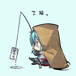  aqua_eyes aqua_hair chair chibi detached_sleeves fishing hatsune_miku kotamaru_(pajama_soft) simple_background sitting skirt solo thighhighs vocaloid 