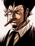  bad_id bad_pixiv_id beard black_hair cigar eyepatch facial_hair formal giant_robo male_focus mustache necktie shockwave_alberto solo suit warainaku 