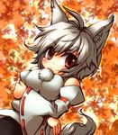  animal_ears breasts detached_sleeves inubashiri_momiji large_breasts looking_at_viewer smile solo tail tanayuma touhou wolf_ears wolf_tail 