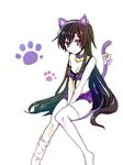  aji_paba animal_ears bad_id bad_pixiv_id bell bell_collar breasts cat_ears cat_tail code_geass collar fake_animal_ears genderswap genderswap_(mtf) jingle_bell long_hair looking_at_viewer luluko medium_breasts paw_print purple_eyes simple_background solo tail v_arms white_background 